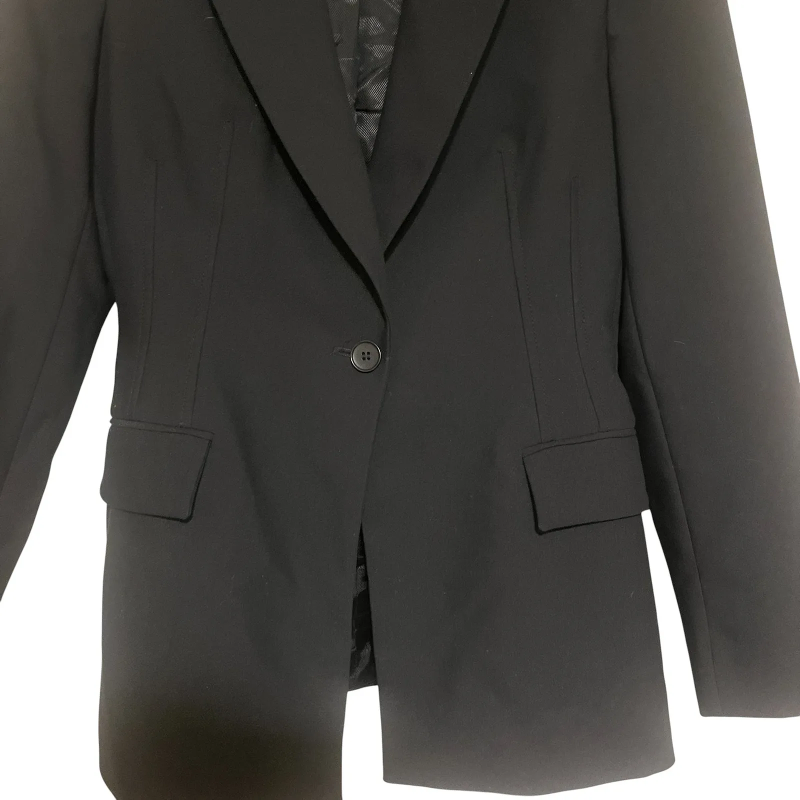Zara Single Breasted Blazer Suit Jacket Black Size Medium - Image 2