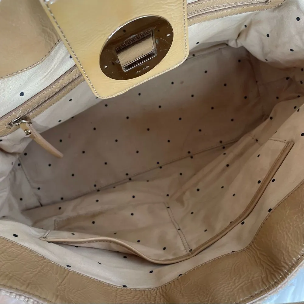 Kate spade tweed wool burlap and patent leather‎ large Slouchy Satchel tote - Image 7