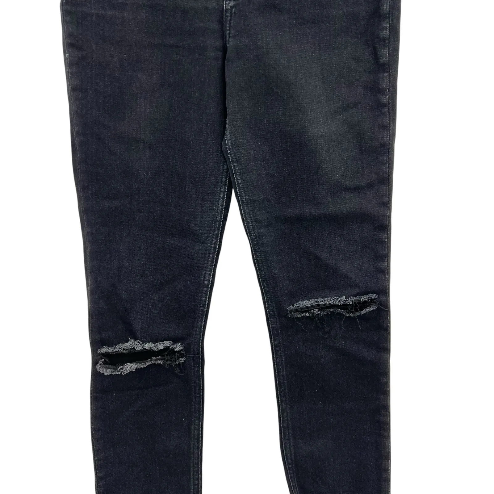 Reformation High Waist Skinny Jeans Destroyed‎ Faded Black Denim Size 24 - Image 7