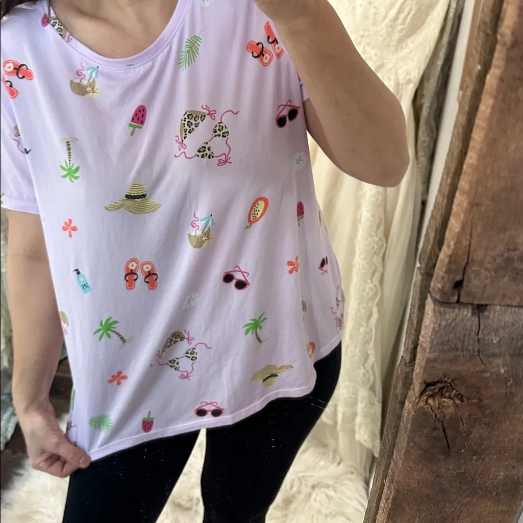 Women's sleepwear vacay Print Top - Lavender size large - Image 2