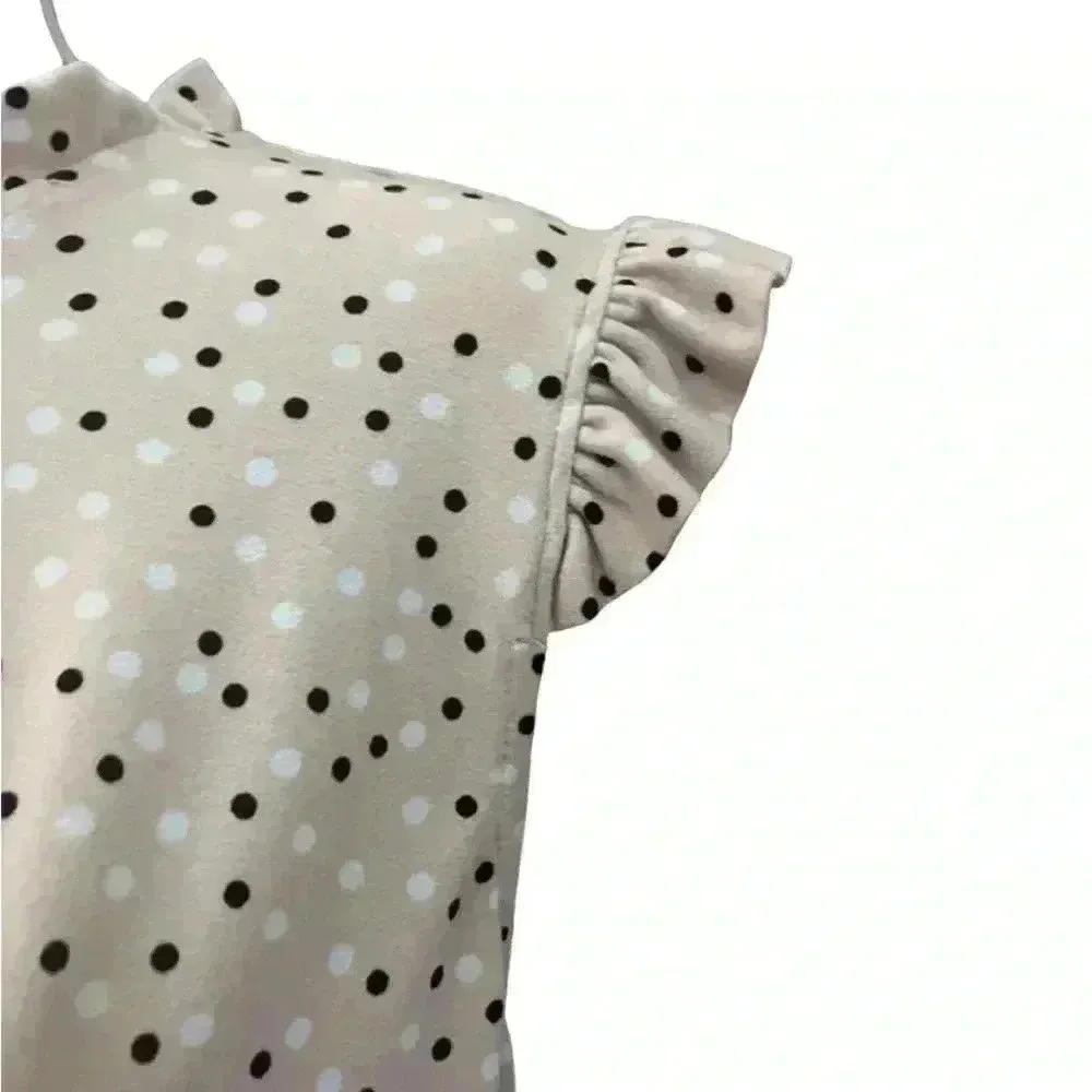 Adrianna Papell Sleeveless Polka Dot Blouse Pink Beige Large - Image 5