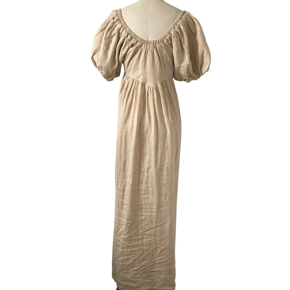 Lobo Rosa Tan Linen Long Maxi Off Shoulder Mimi Dress Size XS - Image 5
