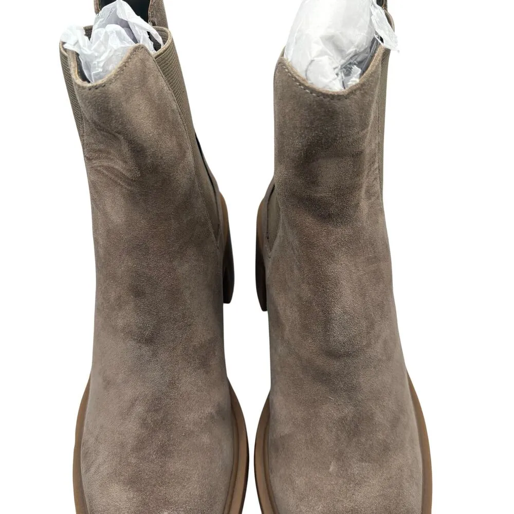 Dolce Vita Caster Tan Suede 7M Gage Leather Ankle Boots Bootie Chunky Mushroom Size 7 - Image 4