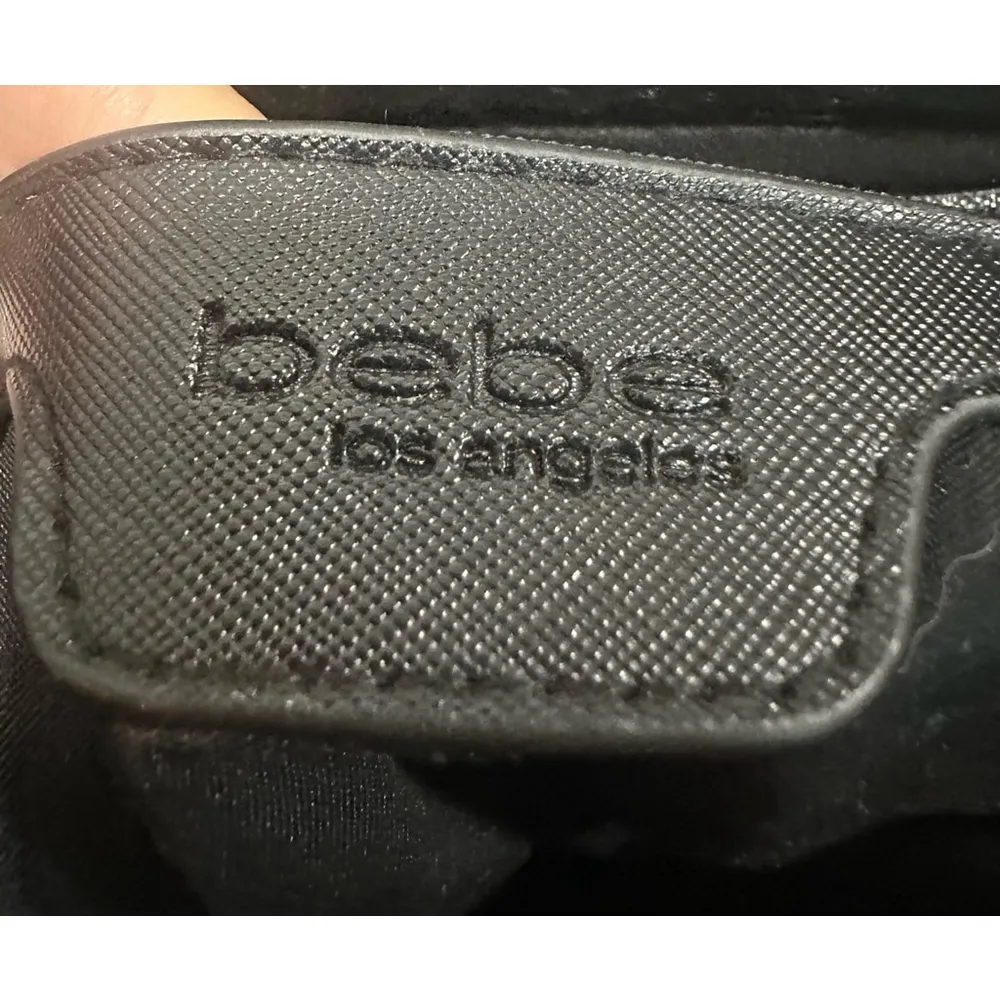 Bebe Tote Bag Medium Black with gold hardware braided handles - Image 6