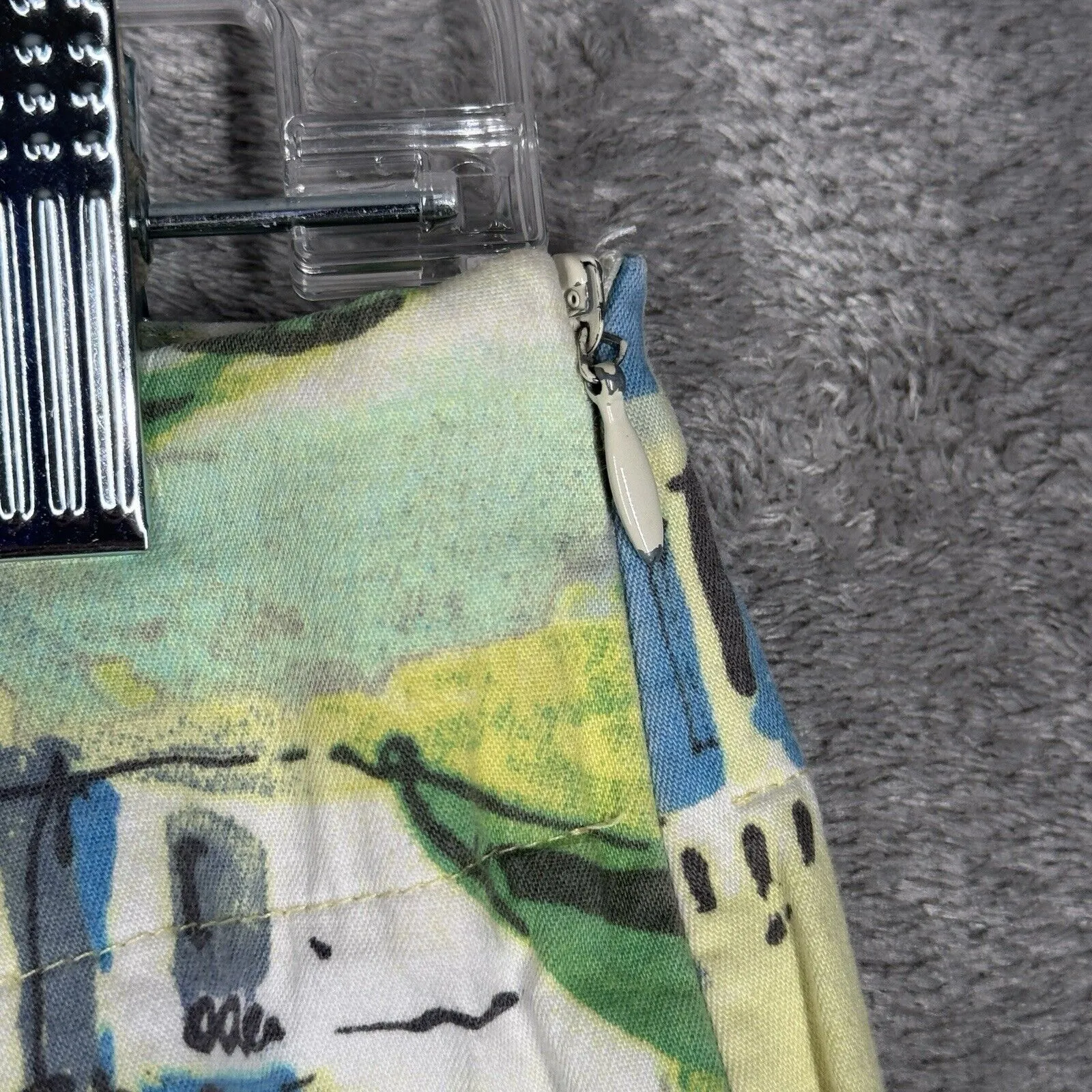 Bentley A Pants Womens 4 Blue Yellow Scenic Print Cropped Capri Bohemian Coastal - Image 7