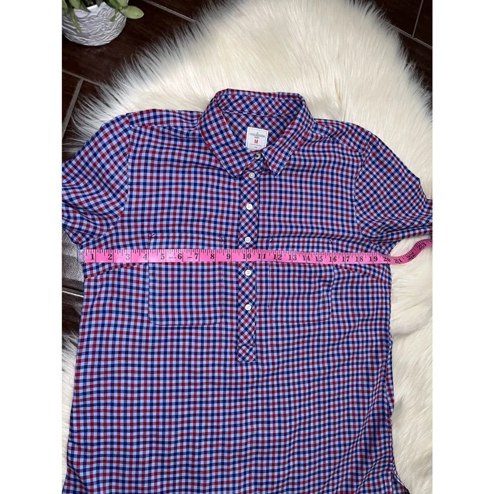 Gap Fitted boyfriend shirt Blue/red sz medium - Image 7