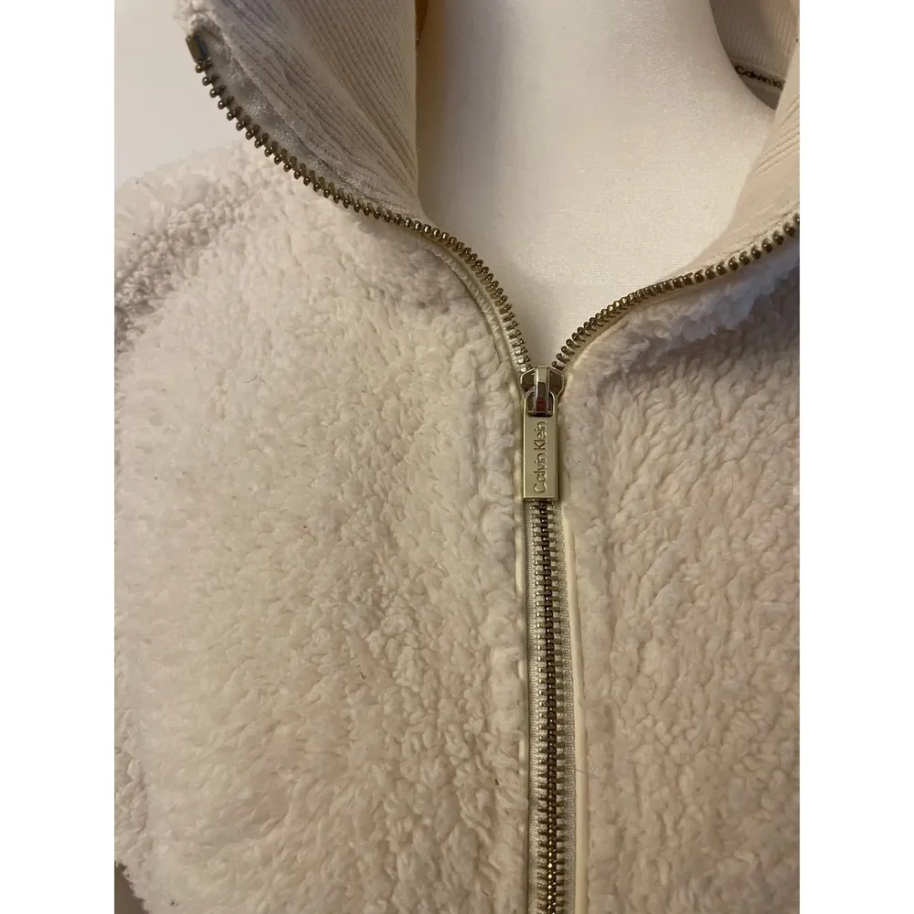 Vintage Calvin Klein 1/4 Zip Teddy Fleece (fuzzy sweatshirt jacket sweatshirt) - Image 2