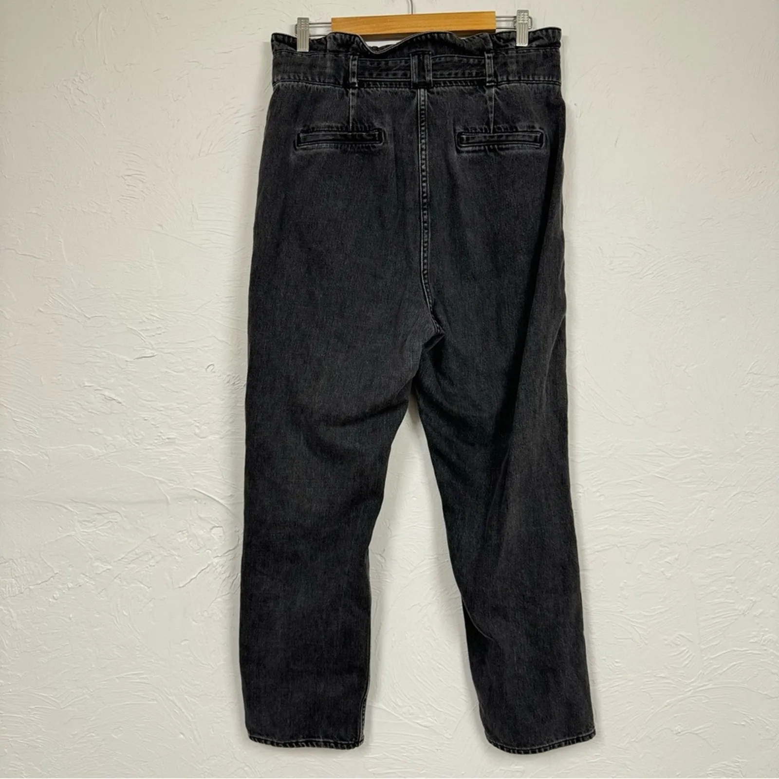 & Other Stories Black High Waisted Jeans Womens 10 Paperbag Belted Straight - Image 7