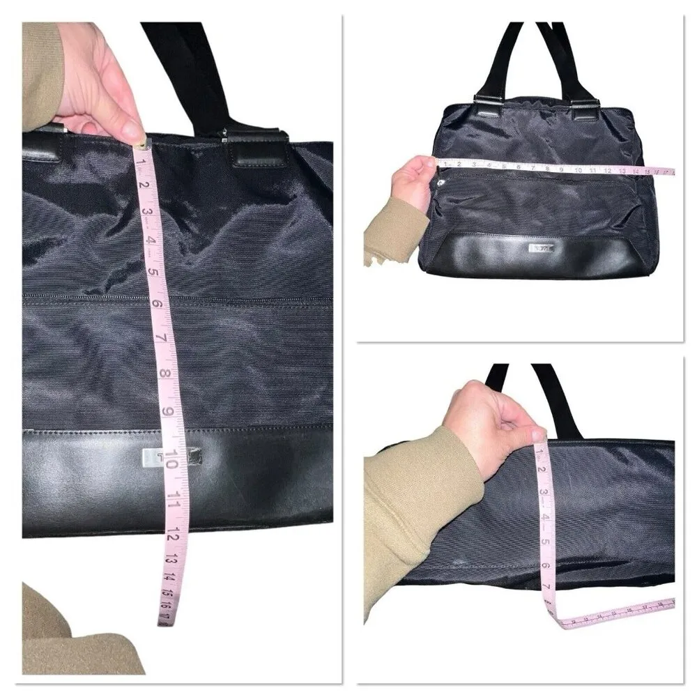 Tumi Black Shoulder Diaper Bag Nylon Pockets Large Full Zip Double Handles Women - Image 8