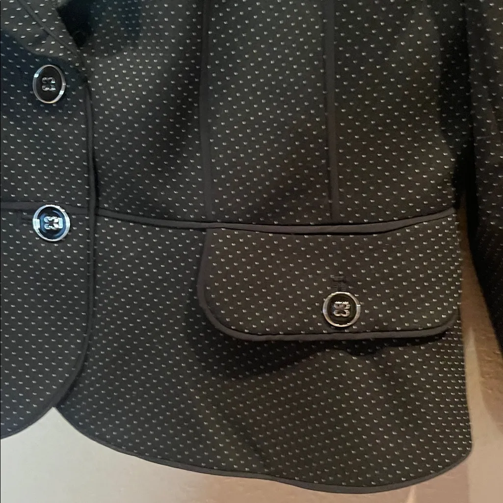 White House Black Market Women’s Dotted Blazer Ruffle collar 3/4 Sleeves Size 12 - Image 6