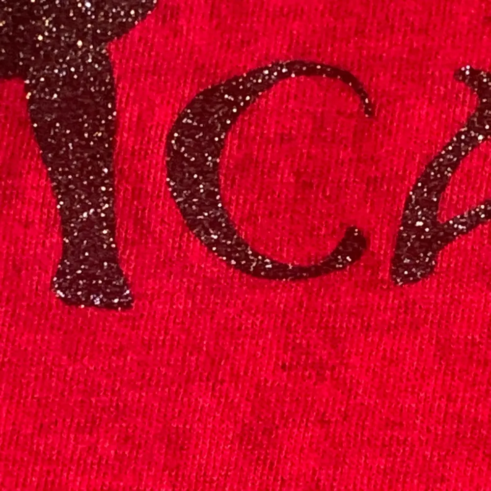 Moana Disney Gildan Shirt Large  Red Black Glitter Crewneck Tee short sleeve - Image 4