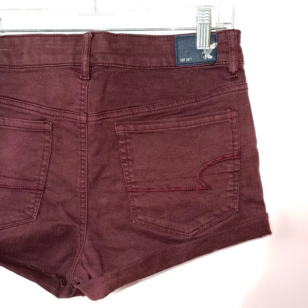 Maroon Super Stretch High Rise Cuffed Shorts - Image 4