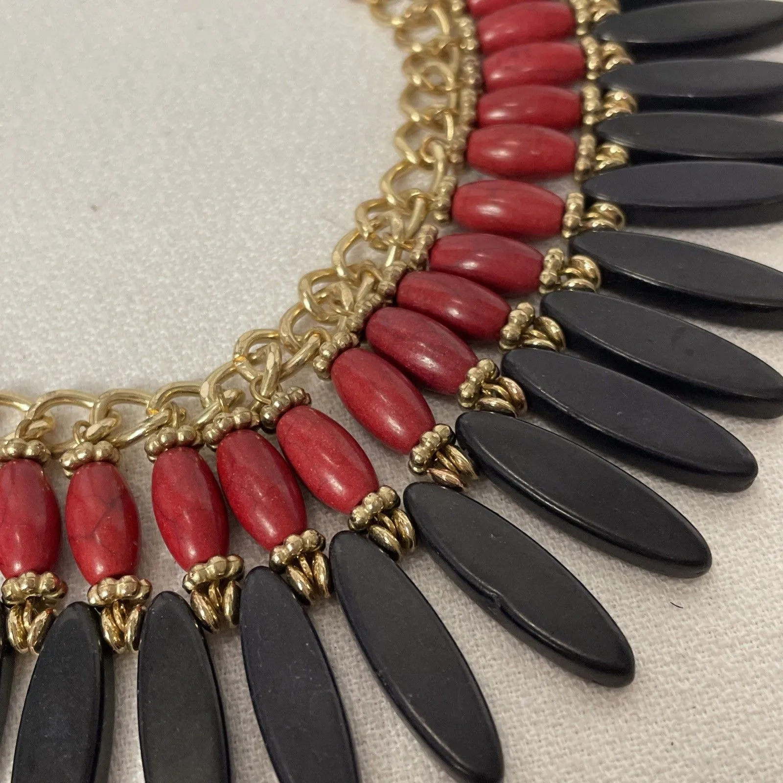 Tribal Bib Necklace Black/Red Women’s Red - Image 2