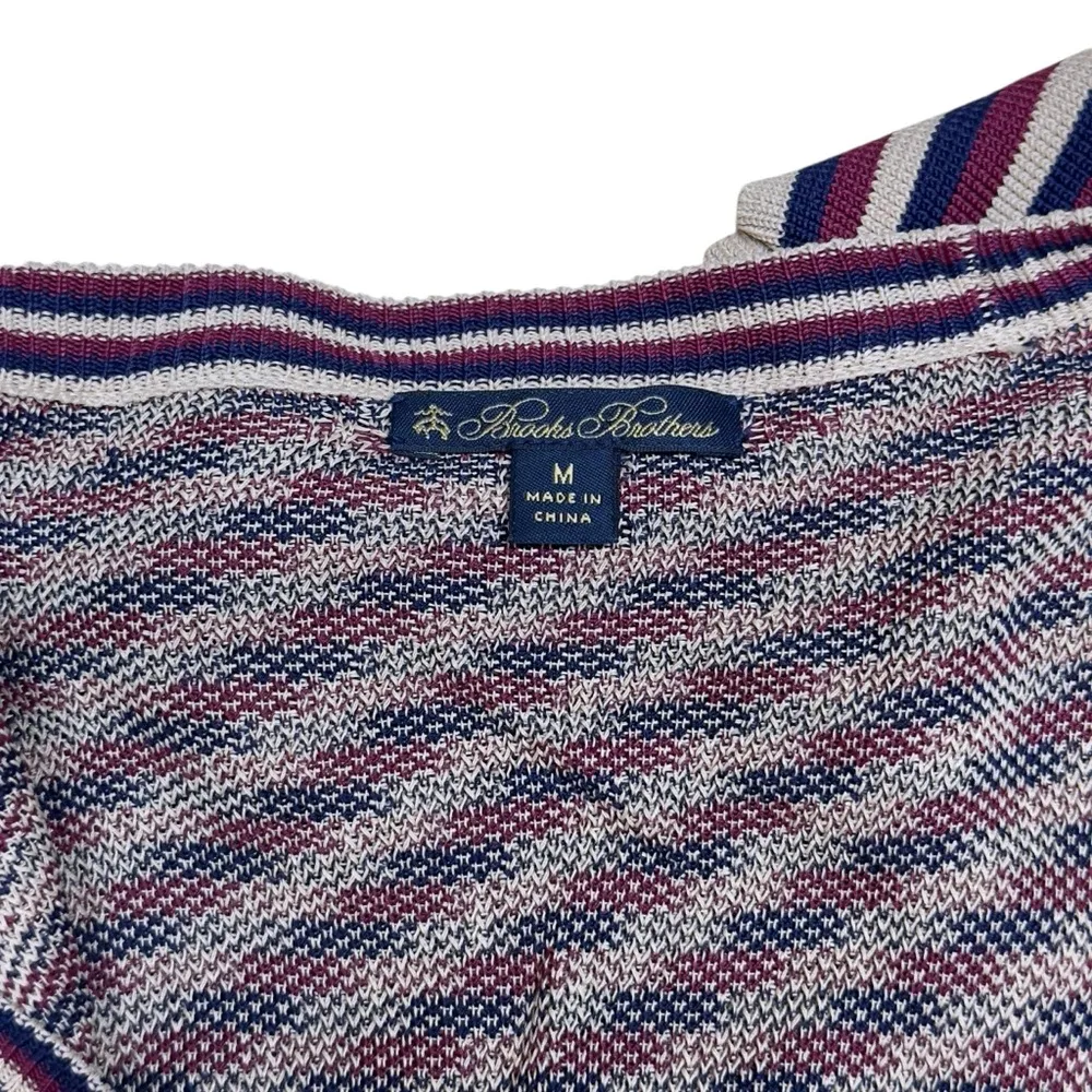 Brooks Brothers Women's Medium Geometric Patterned Cardigan Tan Black Burgandy - Image 14