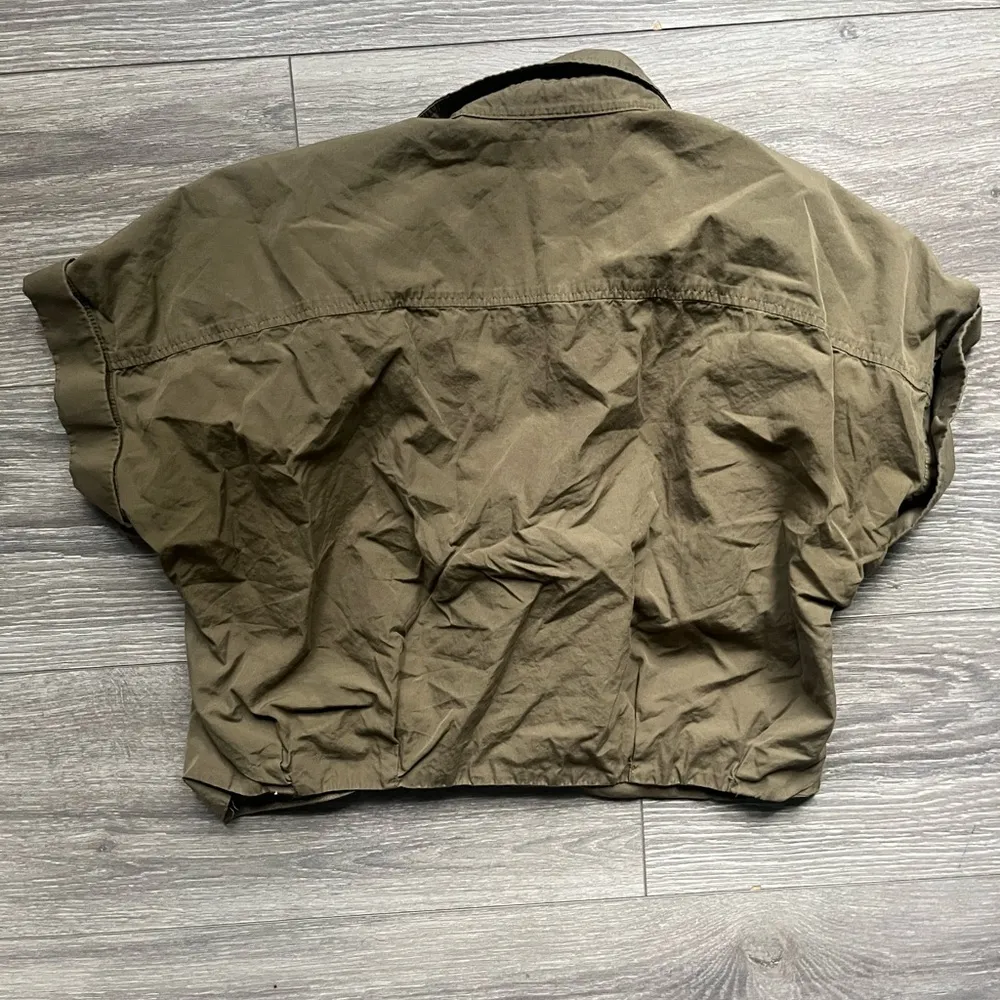 Lauren Ralph Lauren Olive Army Green 100% Cotton Bunched Front Crop Top Size 8 - Image 8