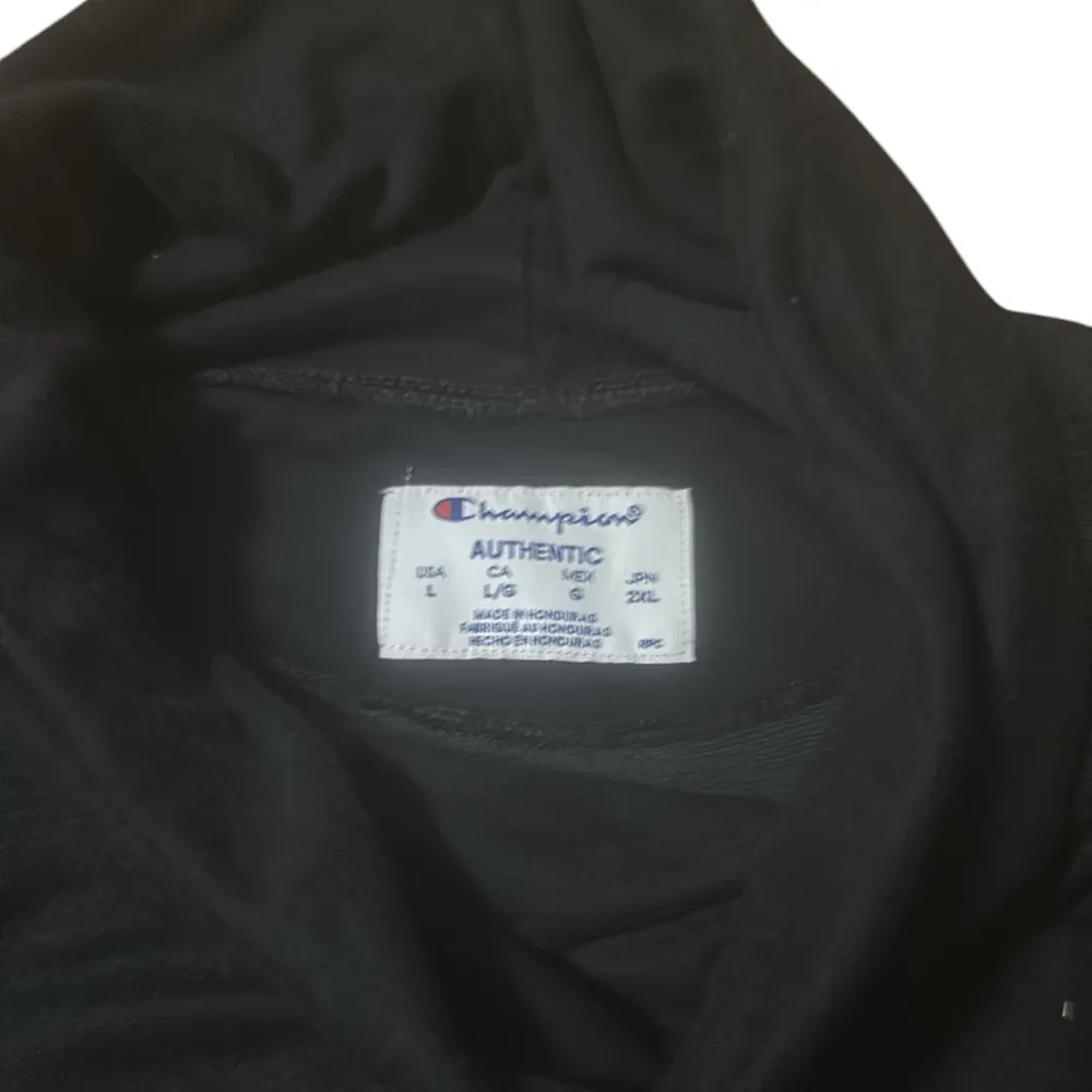 Champion Cowl Neck Sweatshirt Women's Sz Large Black Pockets Drawstring Pullover - Image 2