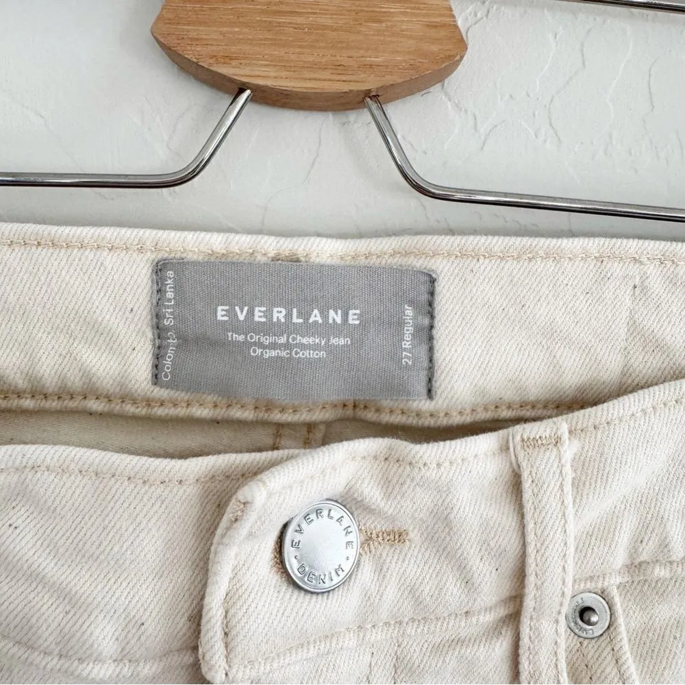 Everlane The Original Cheeky Jean Organic Cotton Raw Hem Ecru Size 27 - Image 12