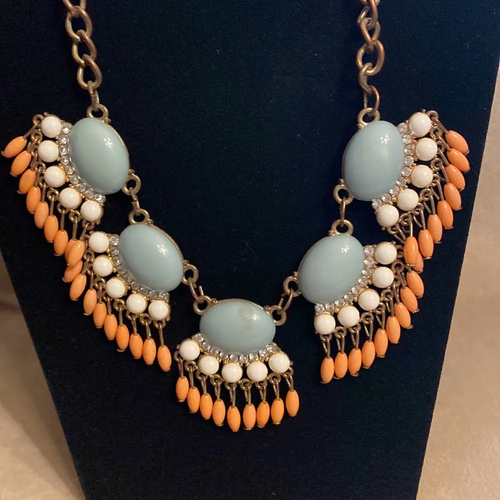 Vintage Gold Tone Fringe Native Design Adjustable Necklace Boho Shabby Chic Bold - Image 2