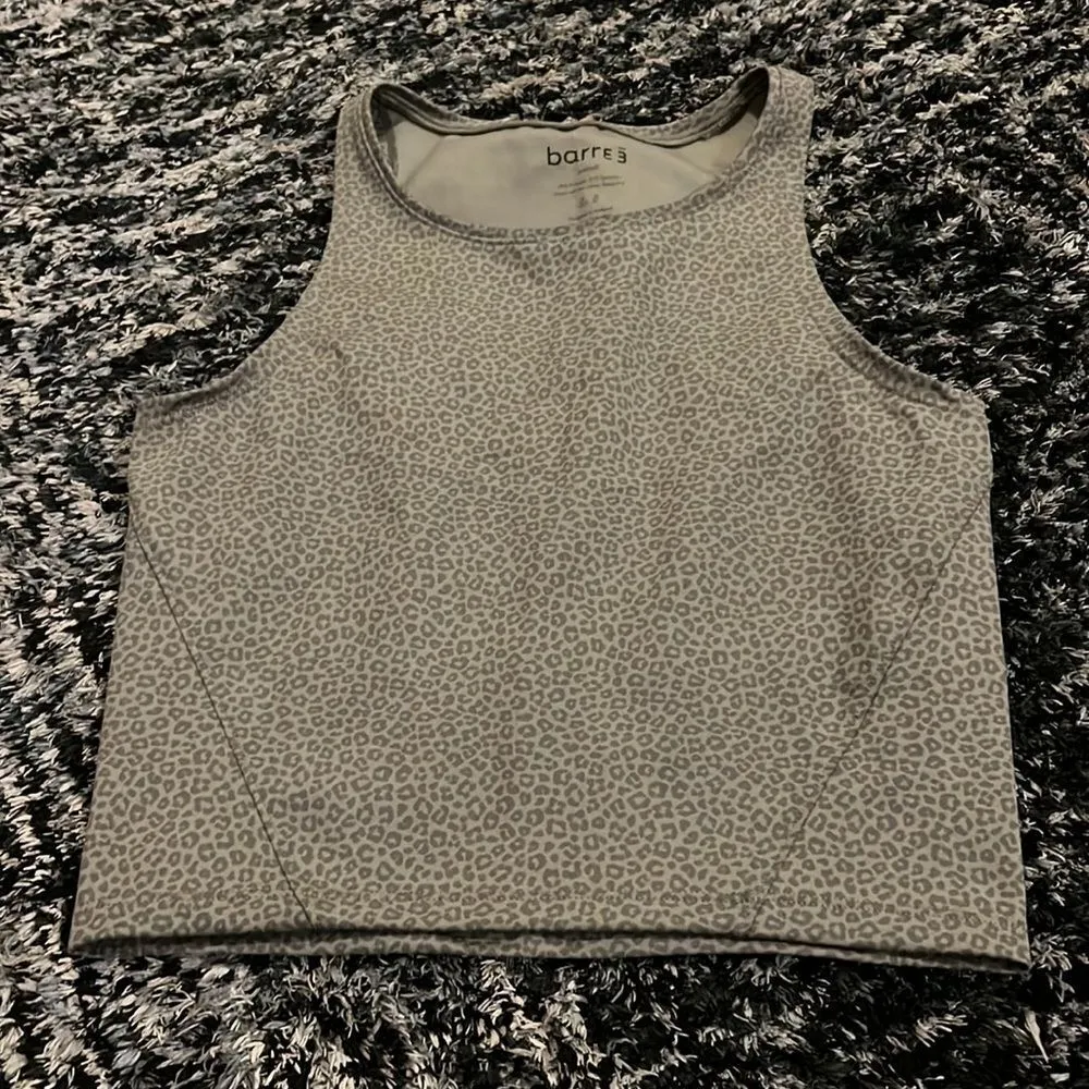 Barre 3 animal print tank top xs olive green Gray - Image 2