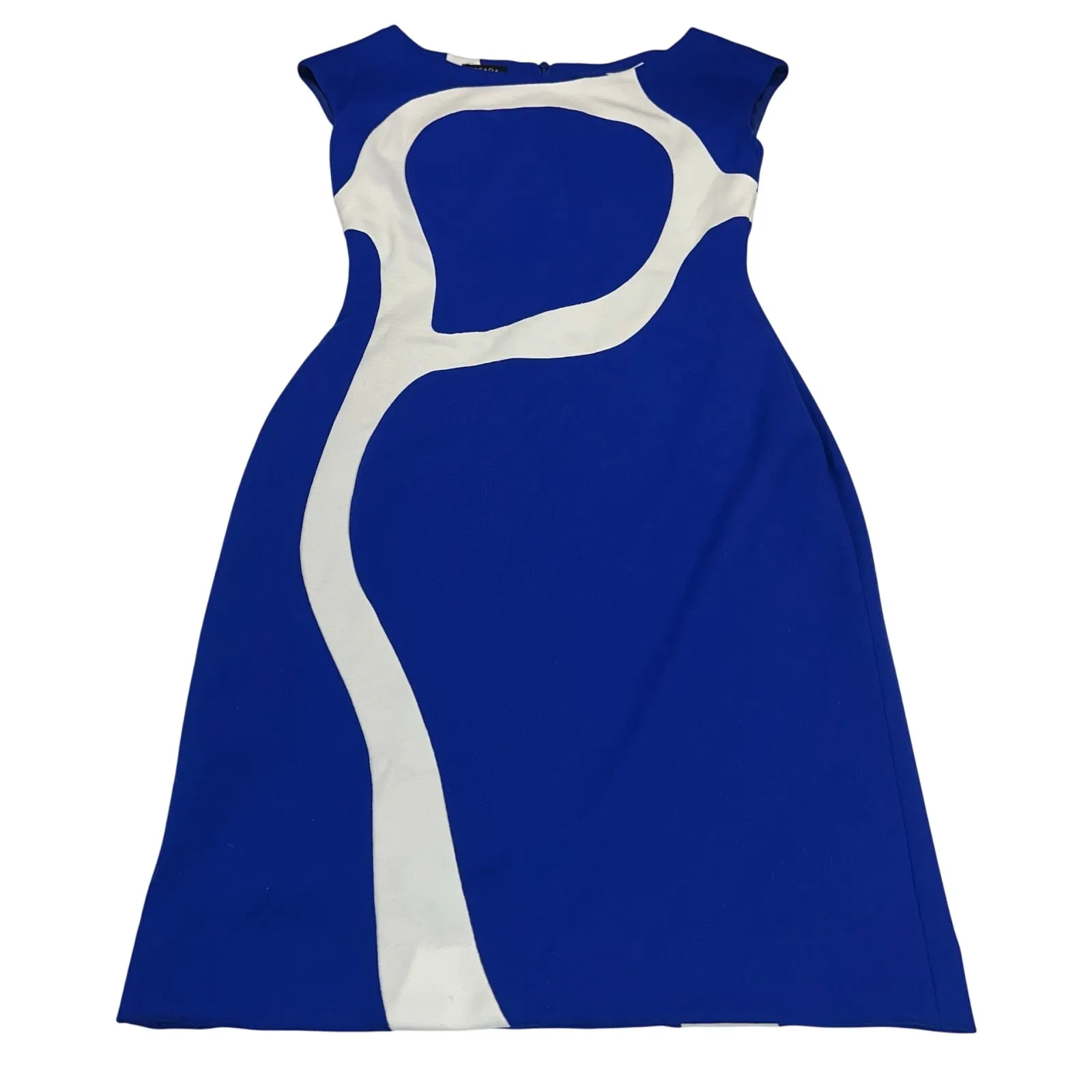 Escada Royal Blue/White Geometric Swirl Sheath Dress Spring 2014 Size 32 (XS) Blue - Image 13