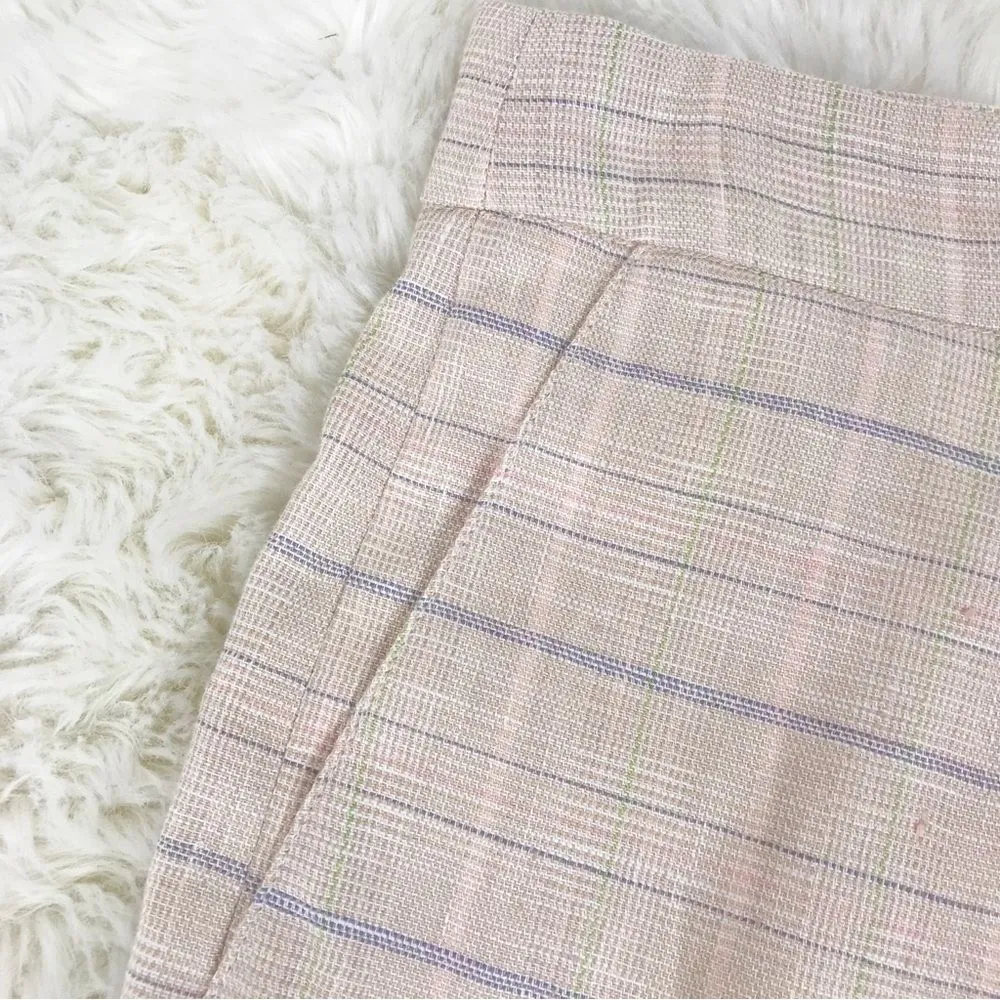 RAILS Ilena Linen Trouser Shorts High Waist Sand Check‎ Cream Plaid Size 12 New - Image 7