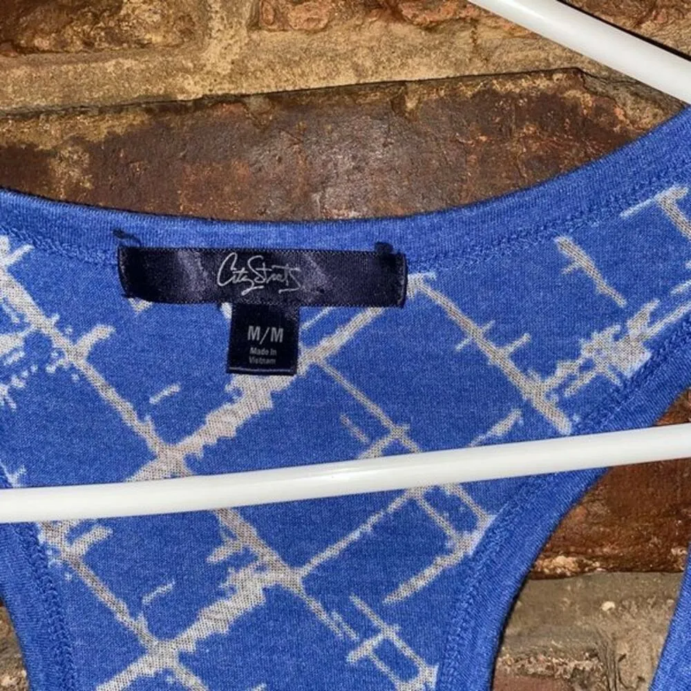 City Stars Blue Graphic Racerback Tank Top Medium - Image 5