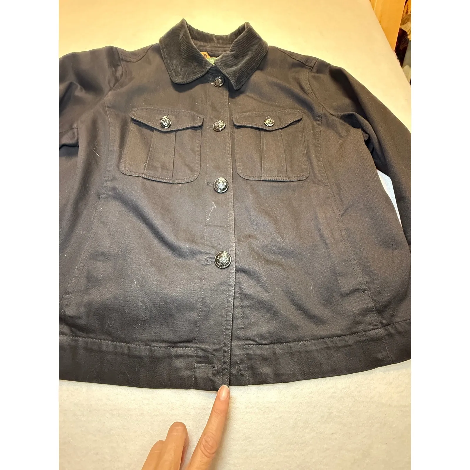 Lauren Jeans Co Ralph Lauren Black Utility Jacket Leopard Lined Size 2X - Image 9