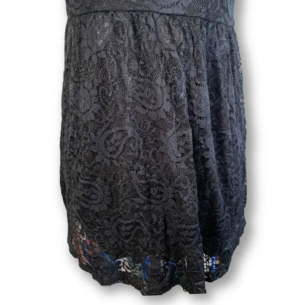 Vintage Y2K Black Lace Babydoll Top Spaghetti Straps Empire Waist Bow Back Small - Image 12