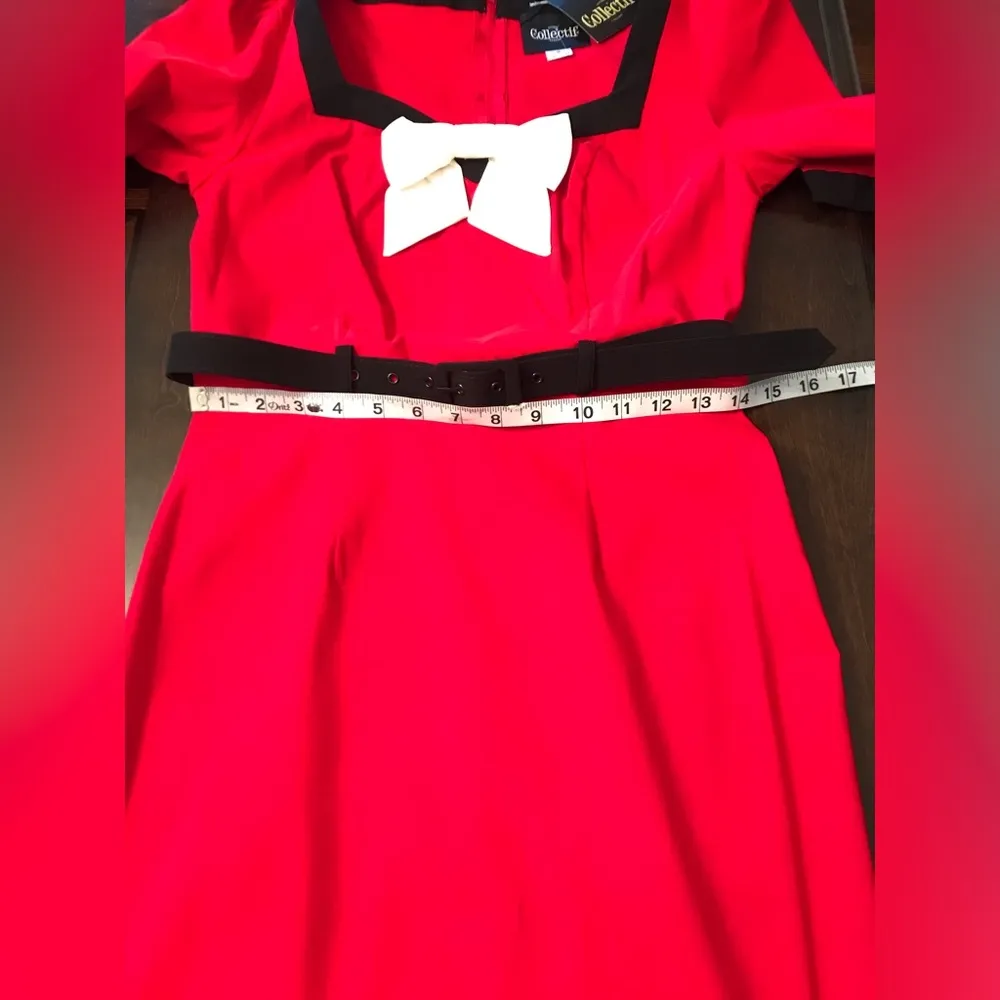 Collectif Pinup Retro Vintage Style Sadie 50s Pencil Dress Sz UK 12 US 8 Red - Image 7