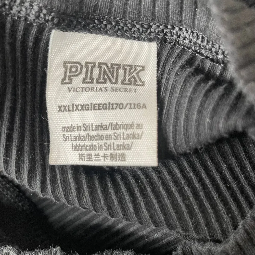 PINK Victoria's Secret Black Lottie Rib Knit Mini Dress Long Sleeve XXL - Image 6