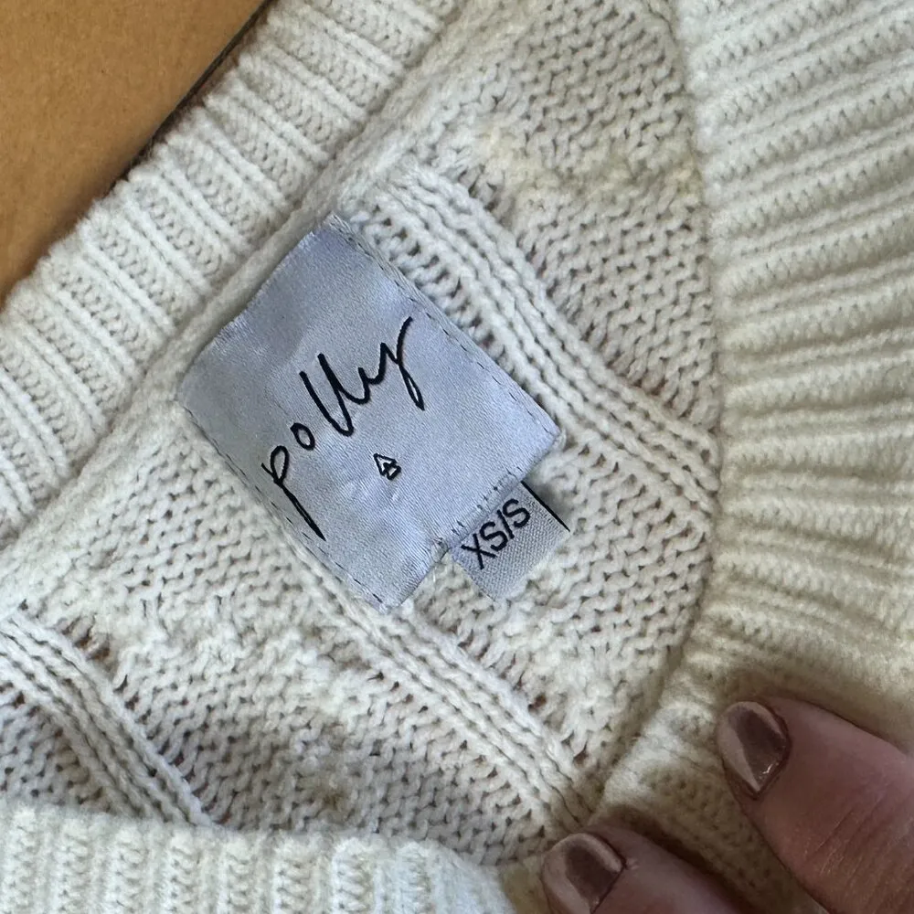 PRINCESS POLLY Cream Cable Knit Sweater Set Cropped Mini Skirt Size XS/S - Image 7