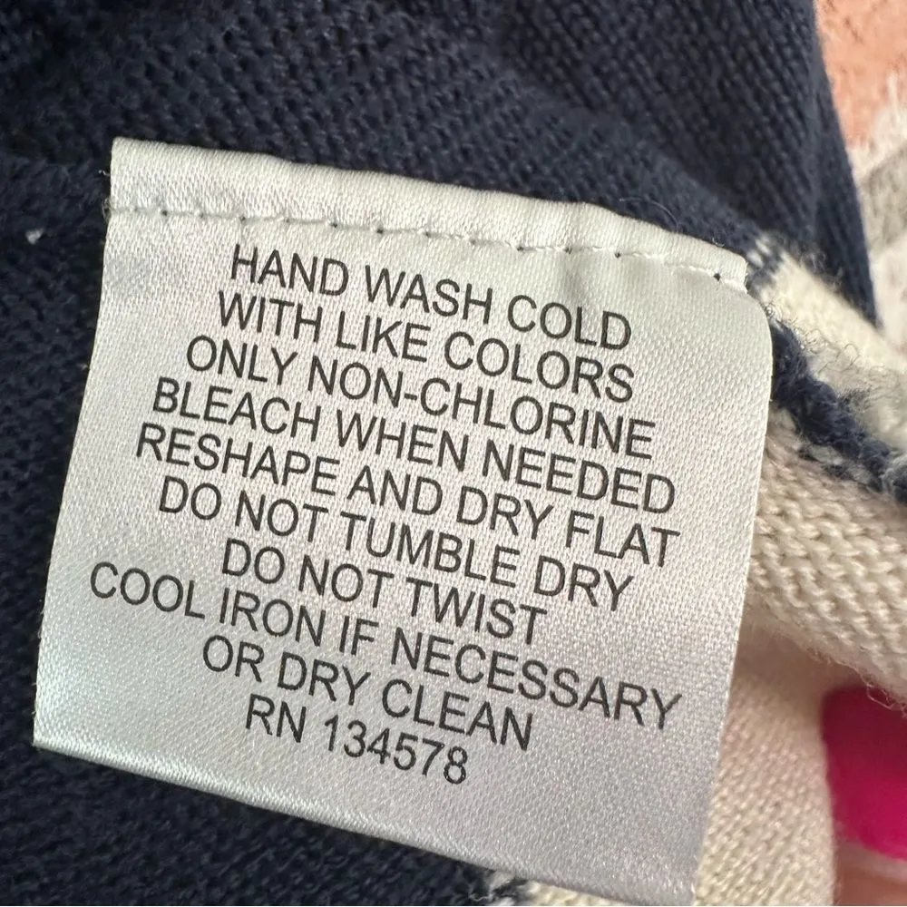 Vineyard Vines 100% Merino Wool Sweater Dress Cowl Neck Women’s Large Navy White - Image 8