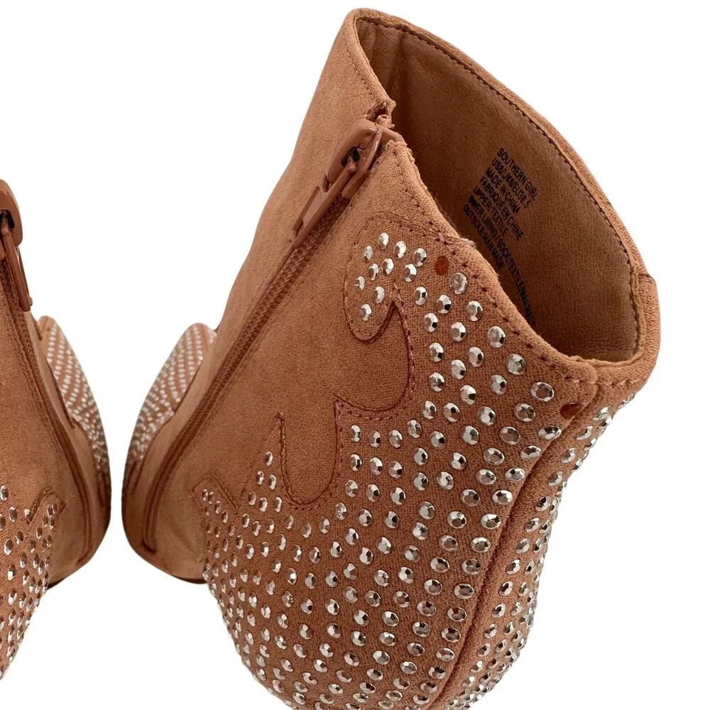 JustFab Pink Blush Southern Girl Rhinestone Stiletto Bootie Size 8 - Image 8