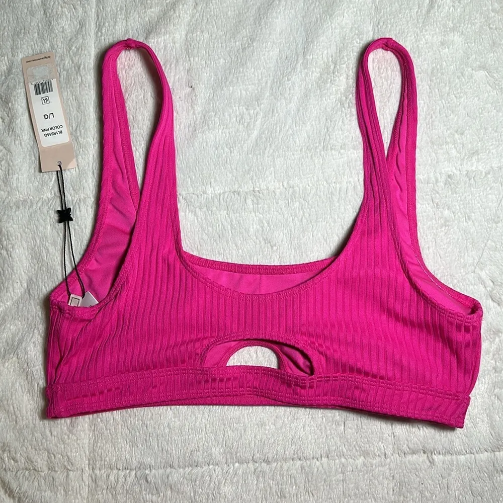 BCBG Passion Pink Cut Out Bralette Bikini Swim Top Large NEW BGBGeneration - Image 3