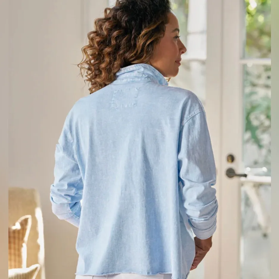 Frank & Eileen $168 Patrick Popover Henley Top Shirt Pullover Mineral Blue RARE - Image 2