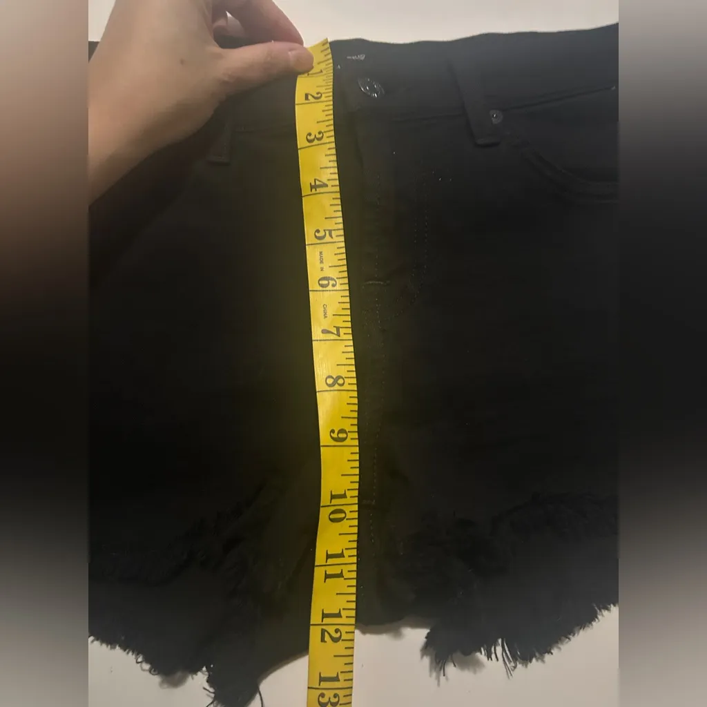 7 For All Mankind Black Denim Shorts Size 26 - Image 8