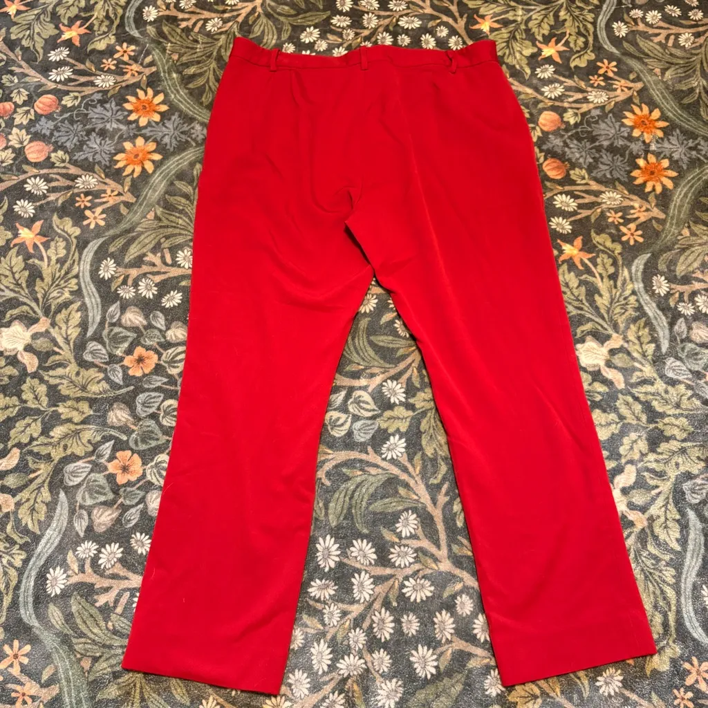 Lauren Ralph Lauren Pants Red Wool Trousers Size 16 Preppy Academia Office FLAW - Image 7