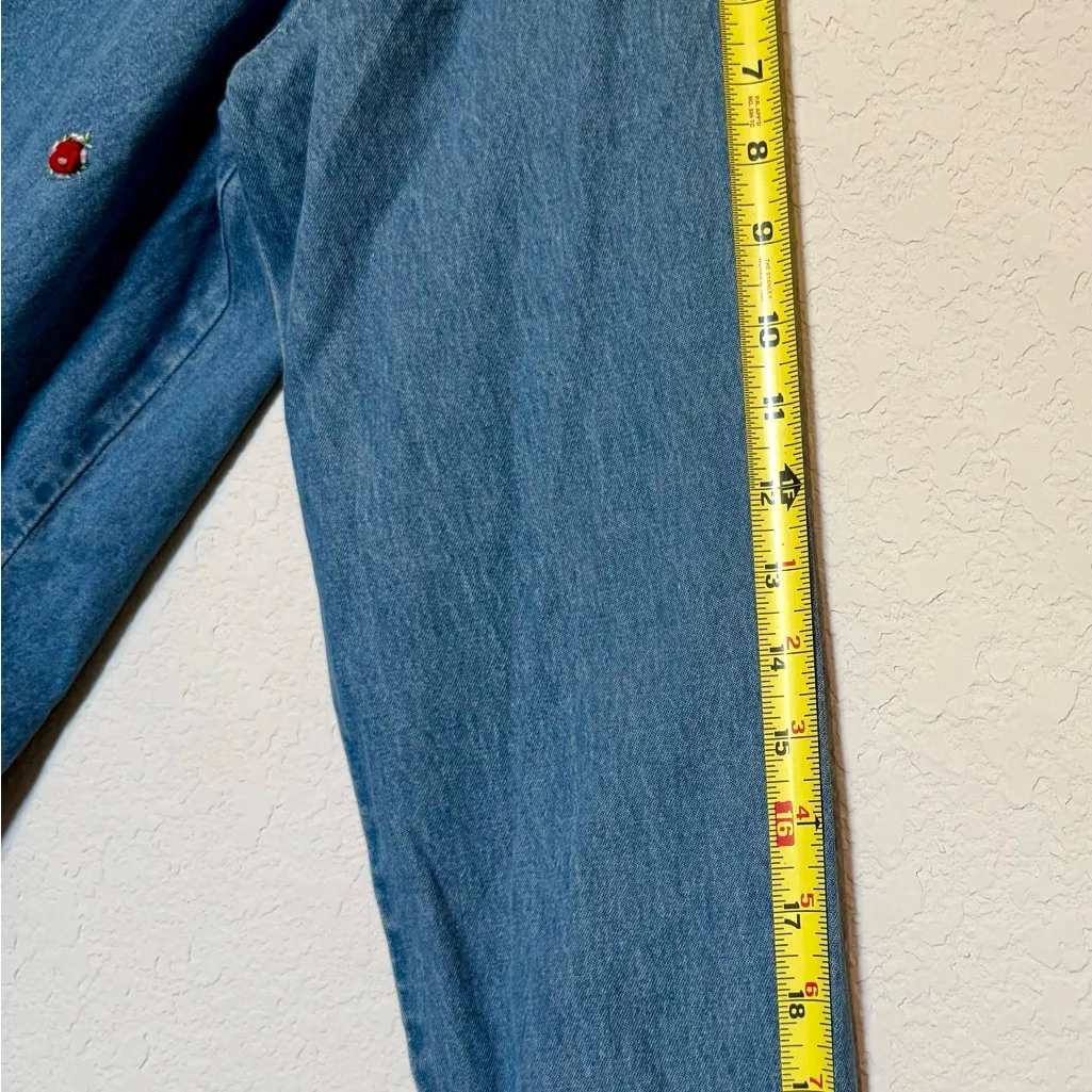 LEMON GRASS Vintage Women Shirt Retro Denim Button Down with Red Accents M Blue Size M - Image 8