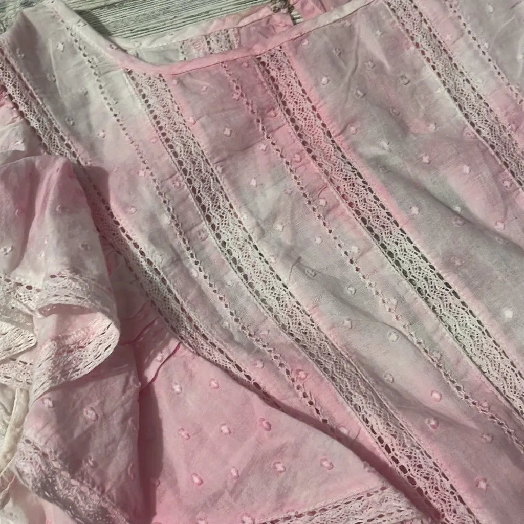 Love Shack Fancy Natasha Short Sleeve Eyelet Mini Dress Size XS - Image 6