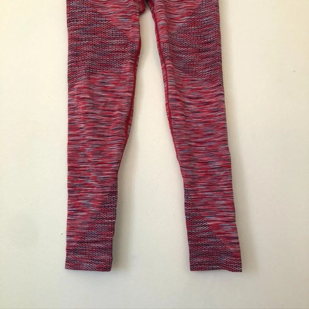 AERIE AMERICAN EAGLE Chill Play Move High Rise Seamless Leggings Red Navy Small - Image 6