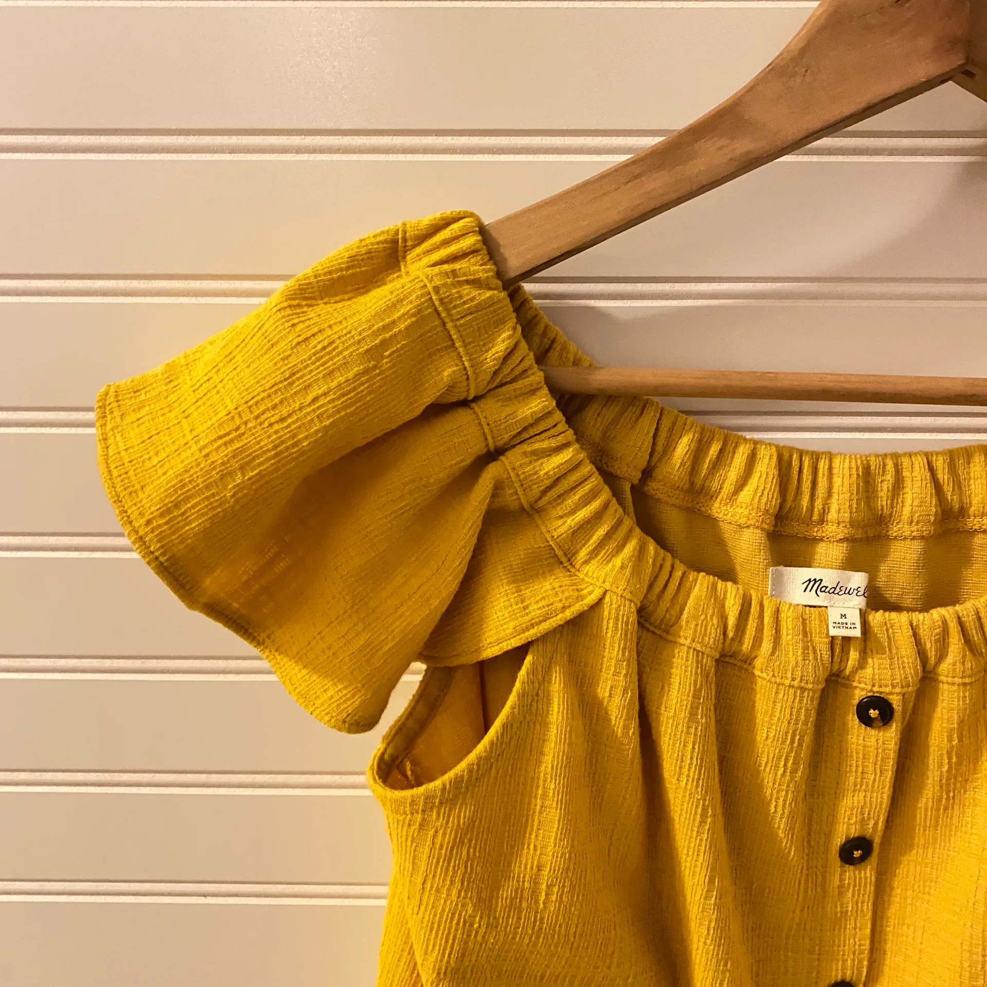 Madewell Mustard Drop Sleeve Blouse - Image 3