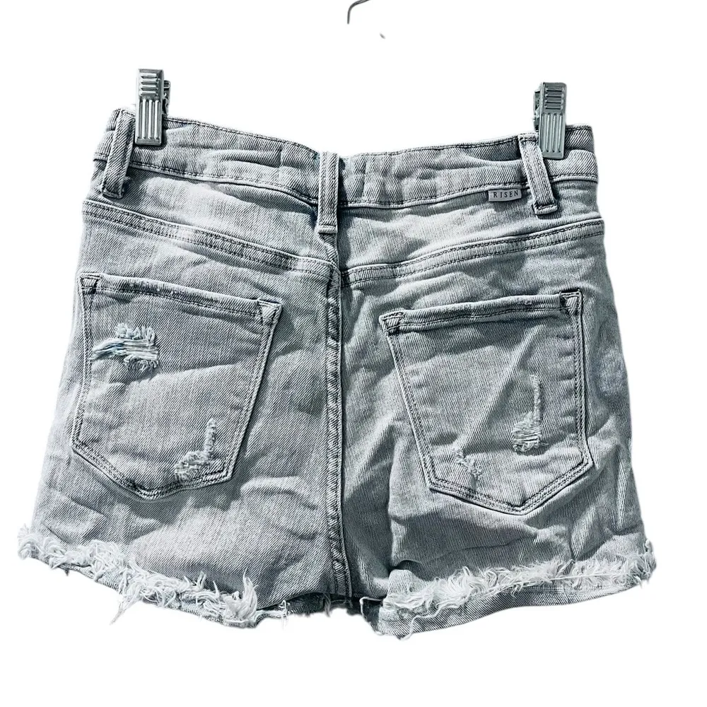 Risen Rhinestone Fringe Cut Off Distressed Denim Jean Shorts Size Small Western - Image 5