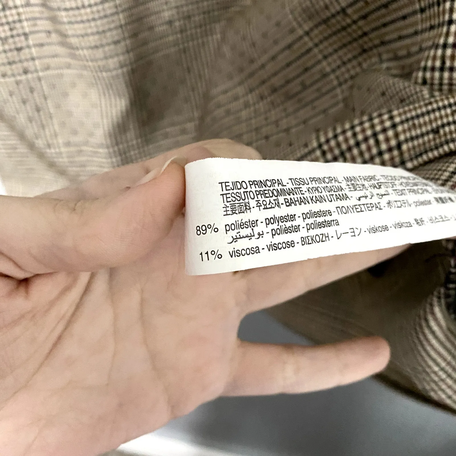 Zara Brown Plaid Puff Sleeves High Neck Classic Minimalist Shift Mini Dress S - Image 2