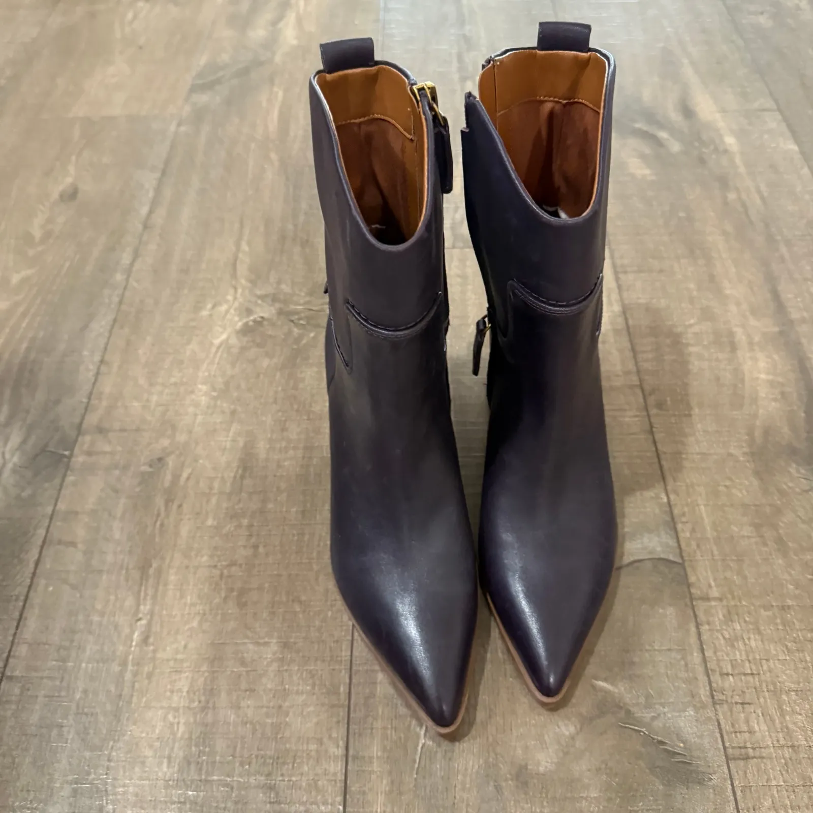 Franco Sarto Purple Etta Pointed Toe Wedge Booties Ankle Boots Size 5.5M Western - Image 12