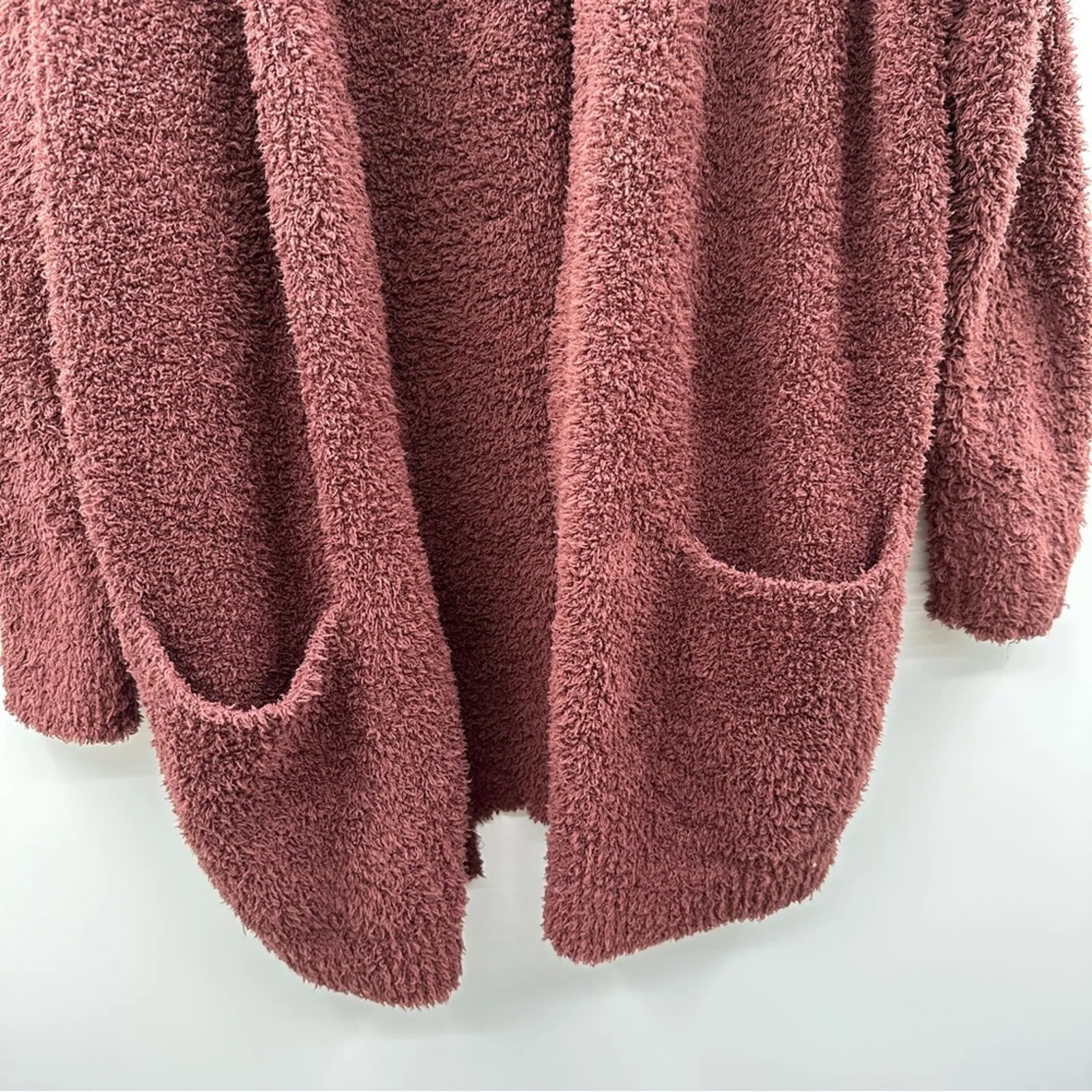Barefoot Dreams CozyChic So-Cal Long Sleeve Pocket Cardigan in Redwood Size S/M - Image 4
