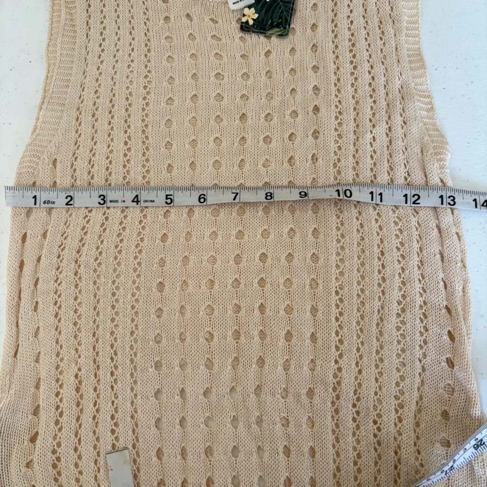 NWT BMJL crochet sleeveless beach dress knit coverup side ruching oatmeal small Tan - Image 8