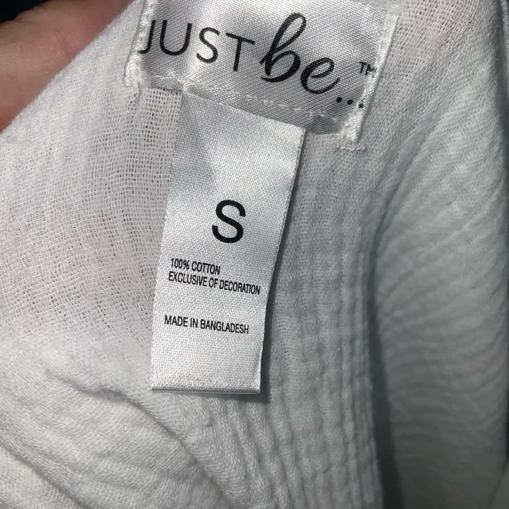 Just Be White Cotton Cinch Tie Sides Short Sleeve Round Neck Crop Top Sm - Image 6