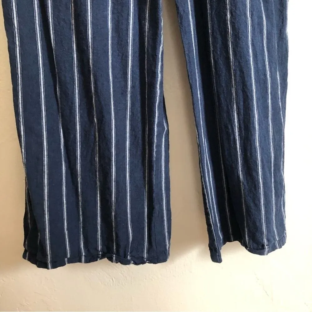 Rachel by Rachel Roy Kate Blue White Stripe Linen Tie Tank Romper Jumpsuit Size 6 - Image 8