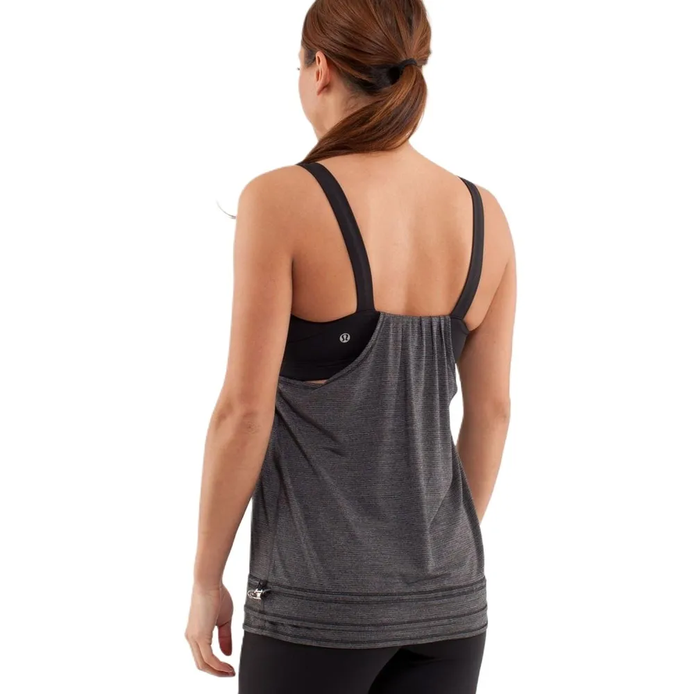 Womens Lululemon Run Back On Track Black Grey Gray Athletic Tank Top Size 4 - Image 2