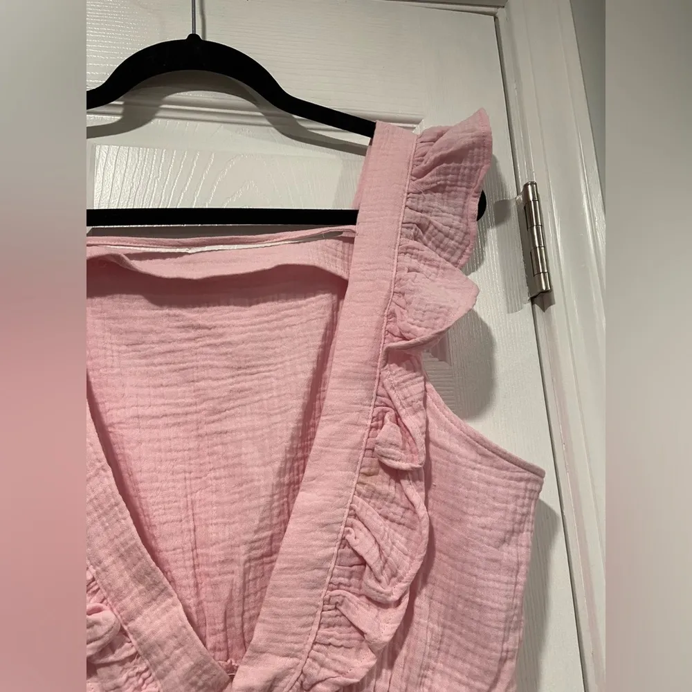 Vero Moda Size L Soft Pink Cotton Gauze Open Back Ruffle Sleeve Tank Top - Image 9